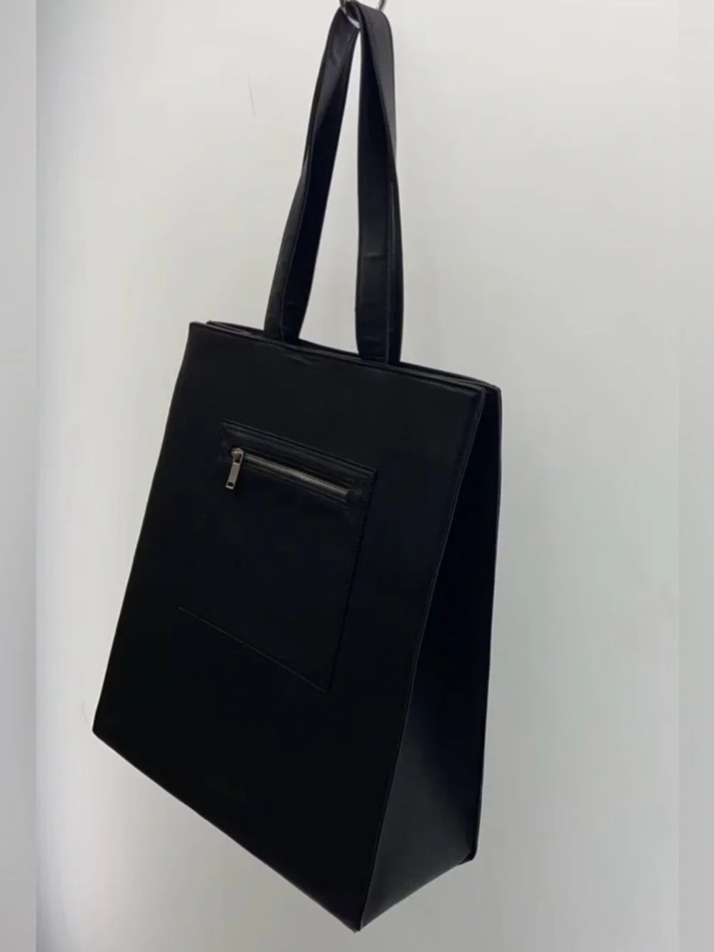 ZARA Black Structured Tote Bag Minimalist Monochrome Unisex Work Laptop Shopper
